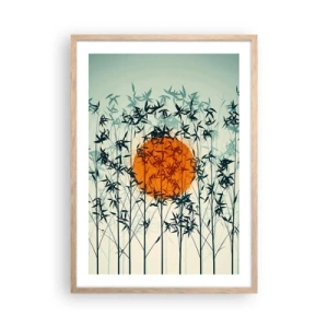 Plakát v rámu světlý dub - Japonské slunce - 50x70 cm