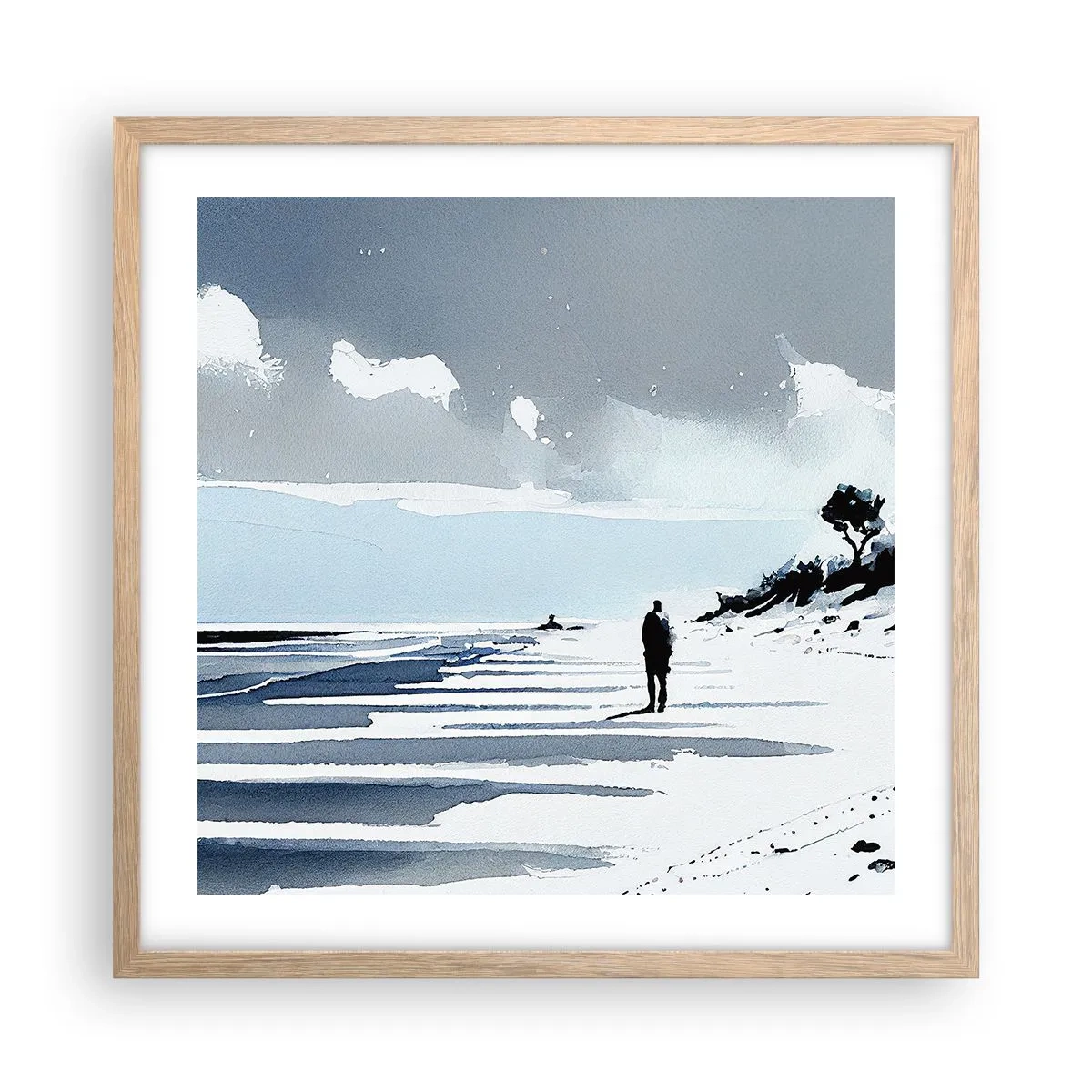 Plakát v rámu světlý dub - O samotě - 50x50 cm