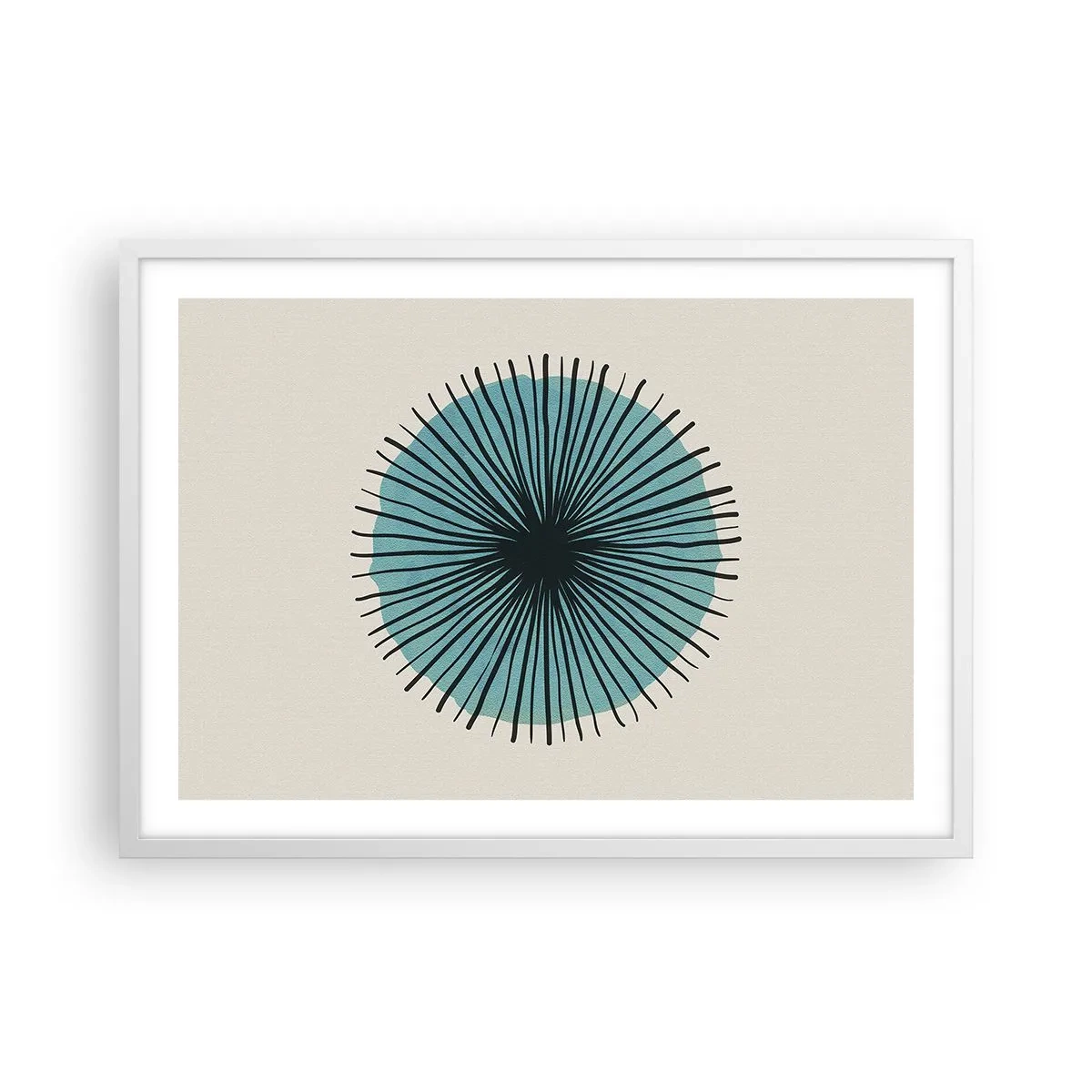 Plakát v bílém rámu - Zářící modrá - 70x50 cm
