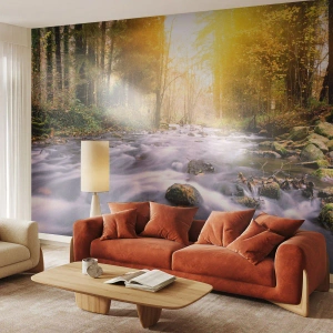 Fototapeta Premium Sand - Malachit ve stříbrně-zlaté podobě - Krajina, Horský potok, Les - 250x175 cm