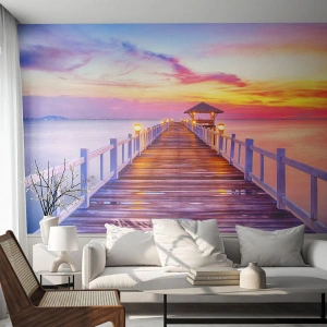 Fototapeta Premium Sand - Liliově-zlaté ticho večera - Krajina, Moře, Záliv - 400x280 cm