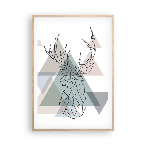 Plakát v rámu světlý dub - V geometrickém lese - 70x100 cm