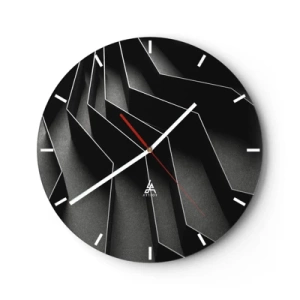 Nástěnné hodiny - Černobílá struktura s prostorovým světelným efektem - 30x30cm - Prostorový pořádek - Moderní nástěnná dekorace do obývacího pokoje, kuchyně a ložnice ARTTOR
