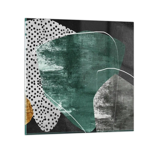 Obraz na skle - Barevná abstrakce se zlatou vločkou - 70x70 cm