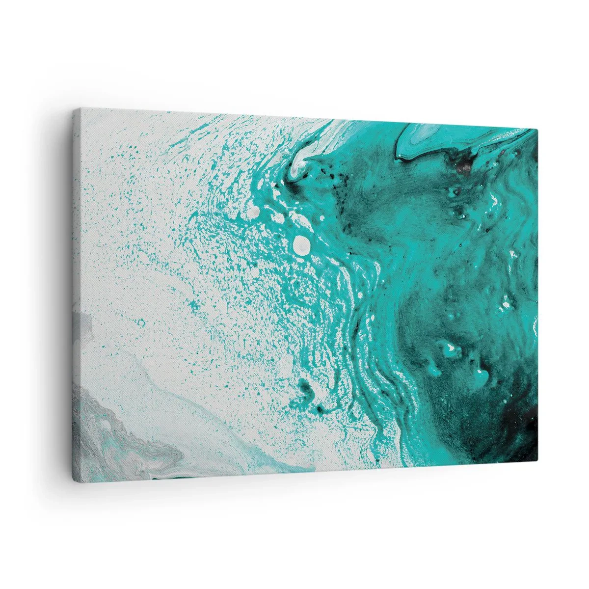 Obraz na plátně - Abstraktní kompozice v tyrkysových odstínech na bílém pozadí - 70x50cm - Propadnout v bílé a tyrkysové - Moderní nástěnná dekorace do obývacího pokoje a ložnice ARTTOR
