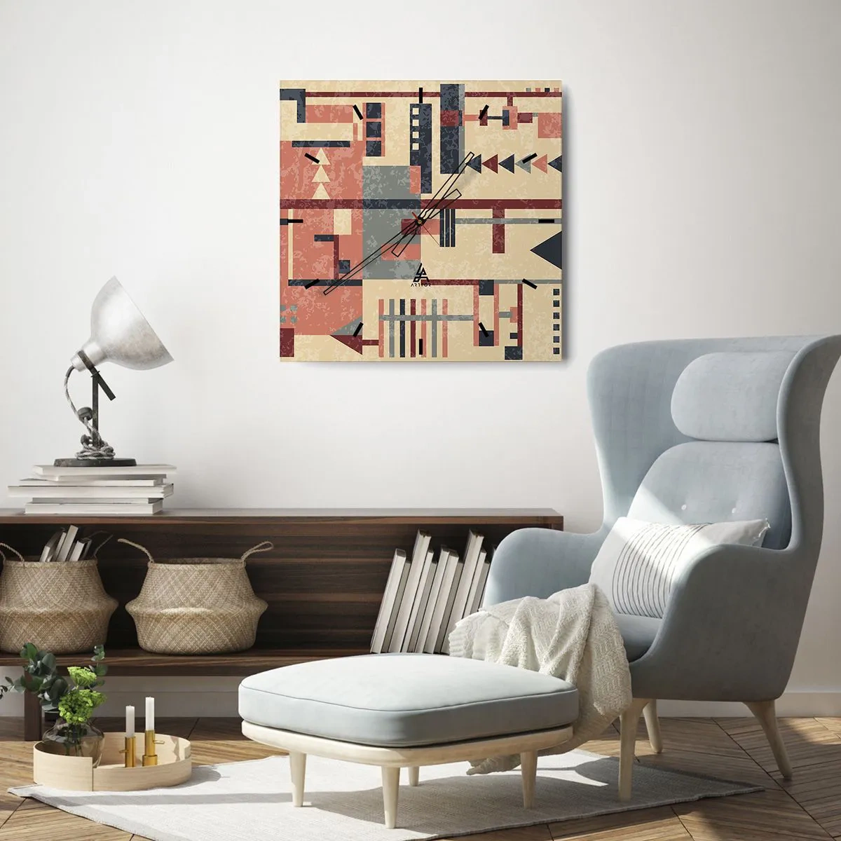 Nástěnné hodiny - Vodorovná a svislá kombinace - 30x30 cm