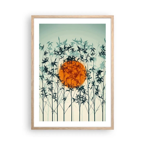 Plakát v rámu světlý dub - Japonské slunce - 50x70 cm