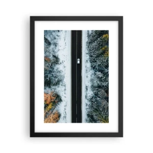 Plakát v černém rámu - Přes zimní les - 30x40 cm
