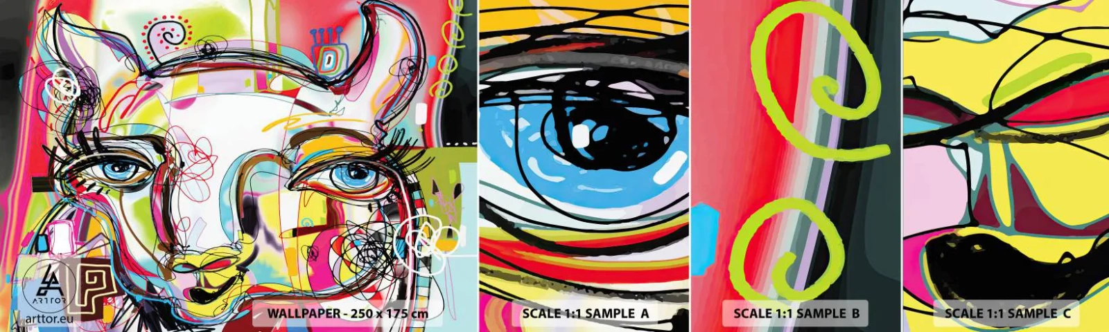 Vzor Fototapety Samolepicí Deluxe Sticker - Bohatství kočičí krásy - Abstrakce, Kus, Grafika - 100x30 cm