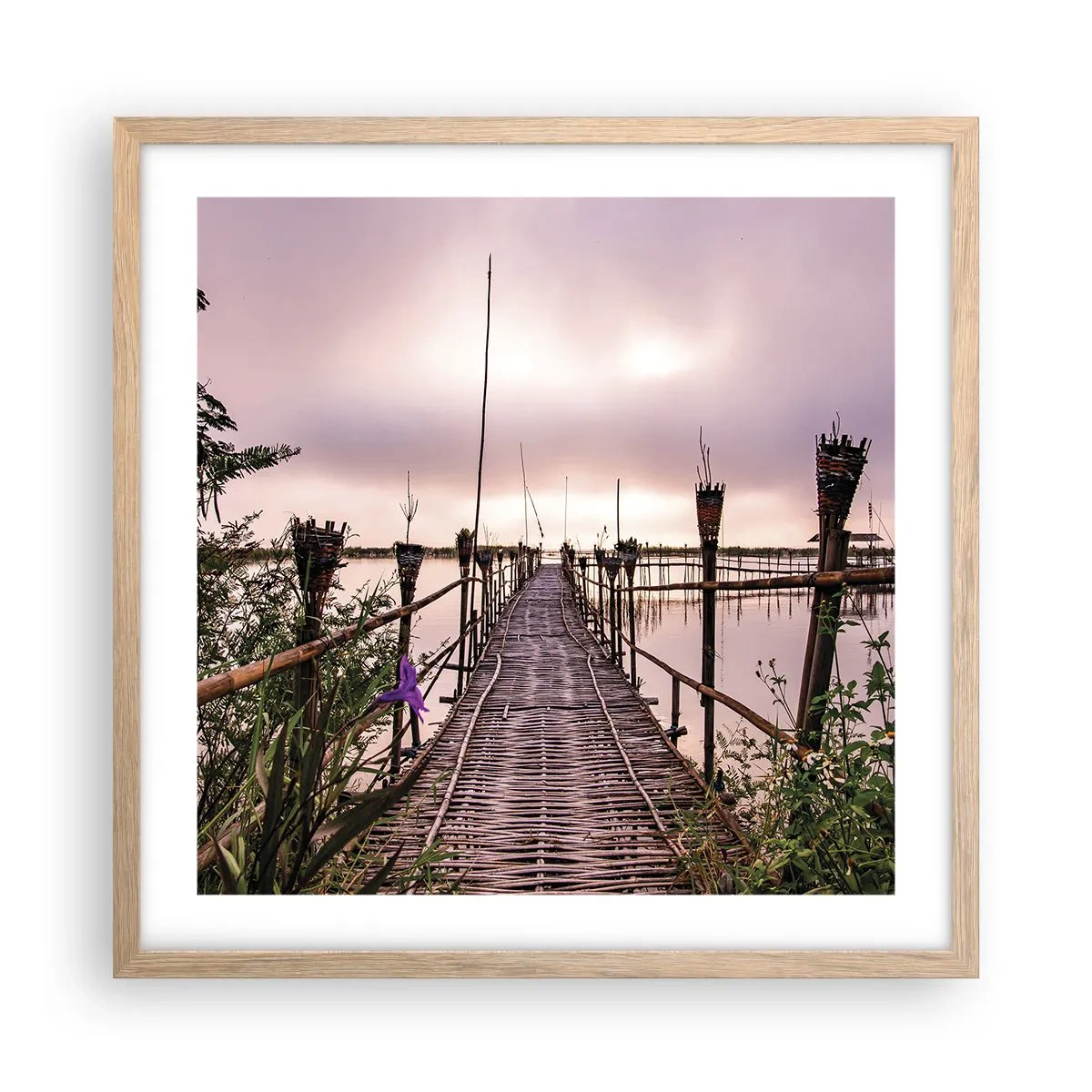 Plakát v rámu světlý dub - Klid a pohoda Asie - 50x50 cm