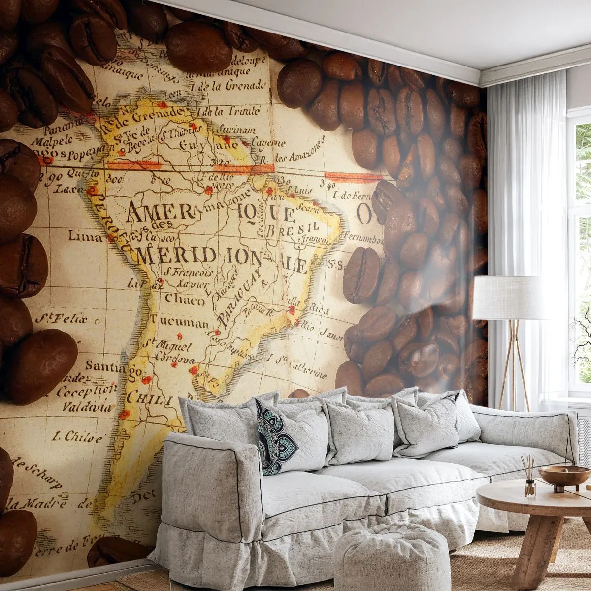 Fototapeta Samolepicí Deluxe Sticker - Odkud je nejlepší káva? - Mapy světa, Káva, Amerika - 250x175 cm