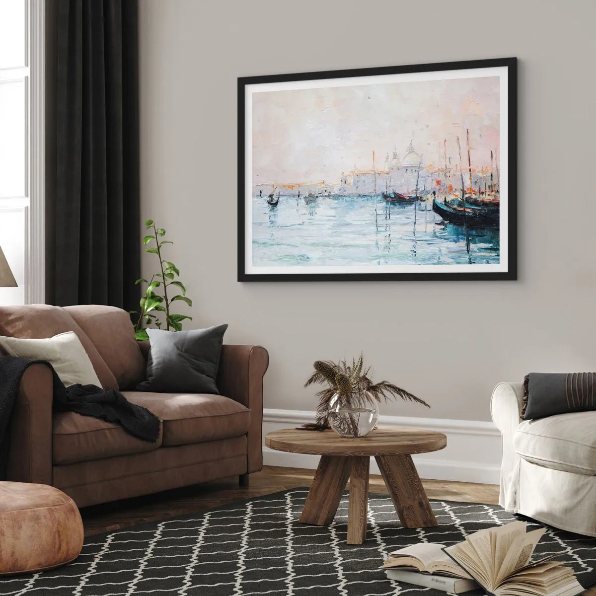 Plakát v černém rámu - Za vodou, za mlhou - 40x30 cm