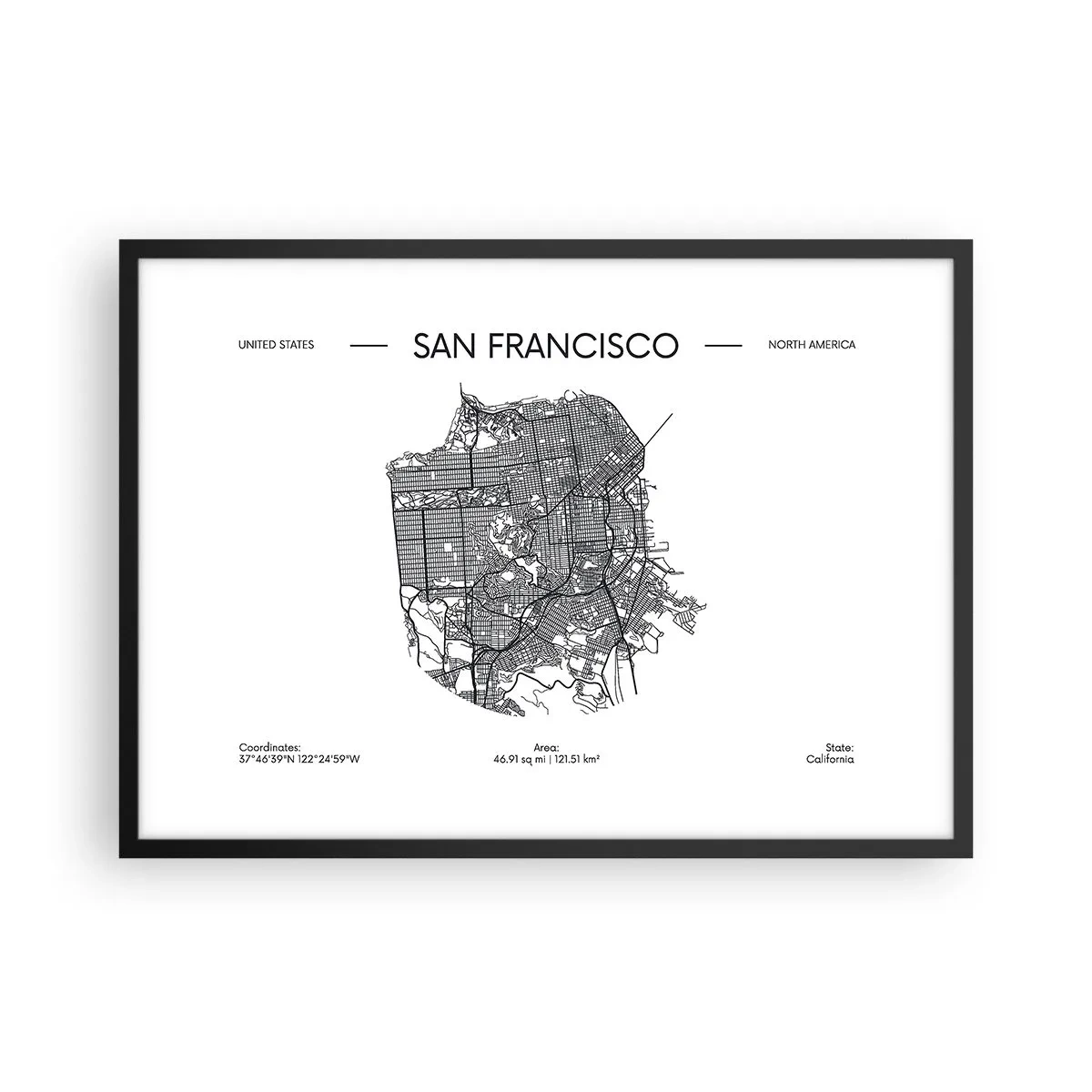 Plakát v černém rámu - Anatomie San Francisca - 70x50 cm