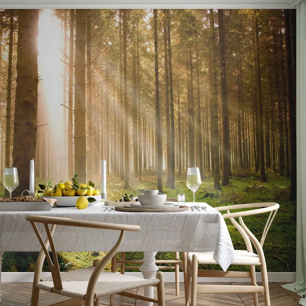 Fototapeta Premium Canvas - Brzy se objeví elfové - Les, Paprsky slunce, Příroda - 250x175 cm