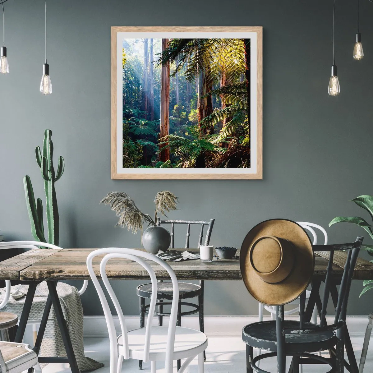 Plakát v rámu světlý dub - Povídka lesa - 60x60 cm