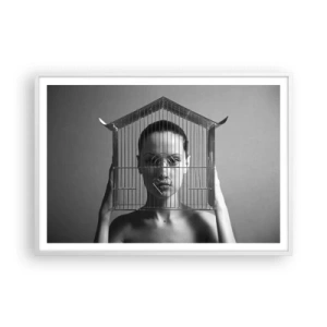 Plakát v bílém rámu - Tak trochu surrealistický portrét - 100x70 cm