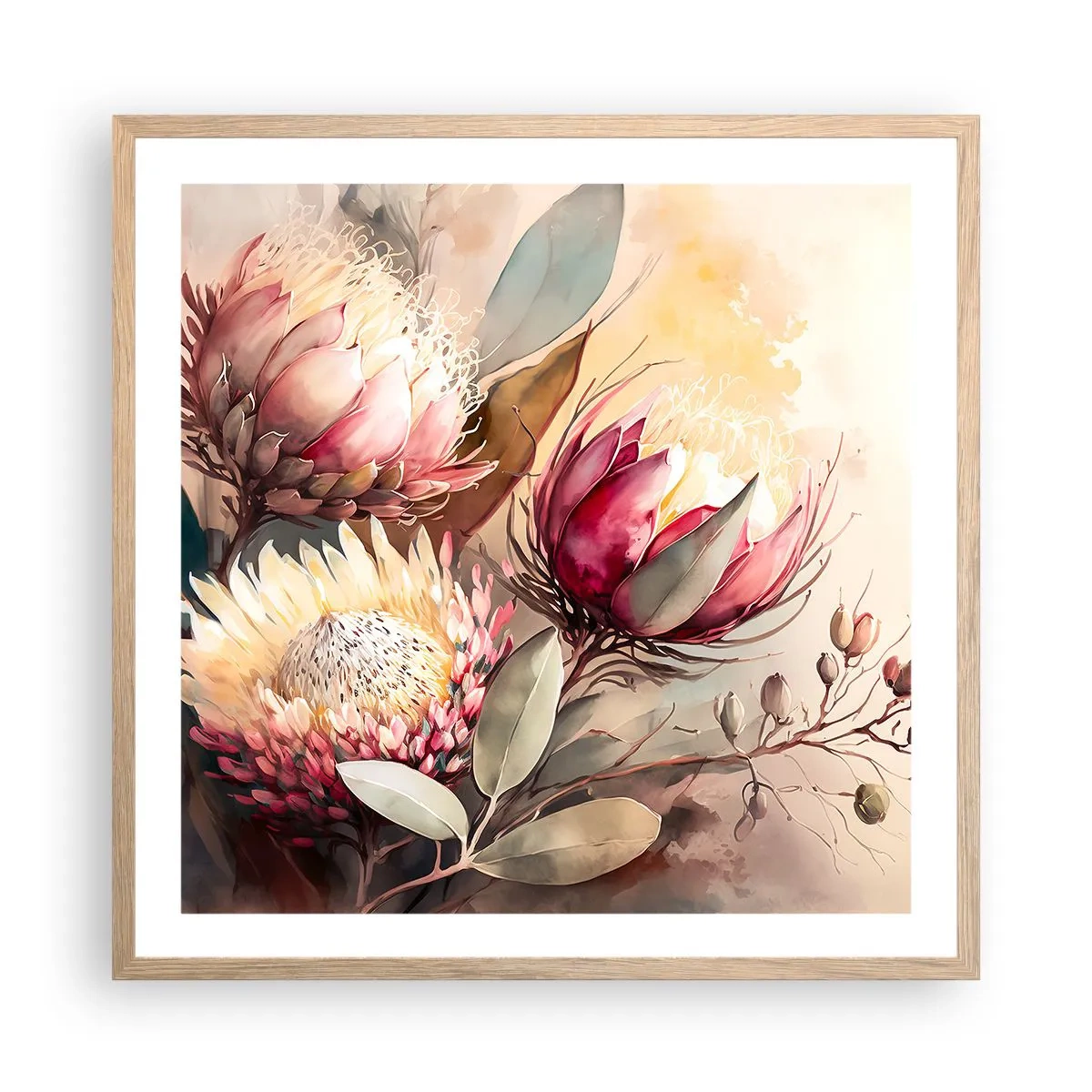 Plakát v rámu světlý dub - Z profilu a en face - 60x60 cm