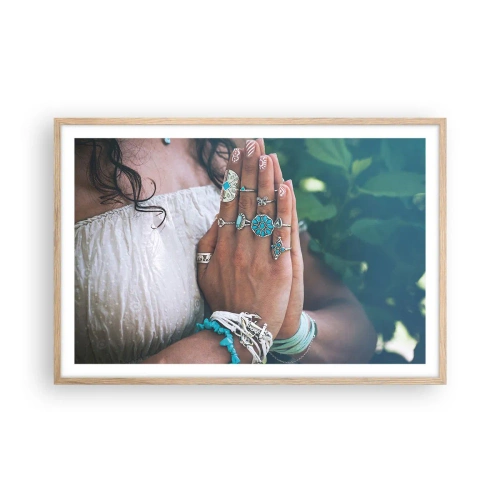 Plakát v rámu světlý dub - Vítejte v centru bytí - 91x61 cm