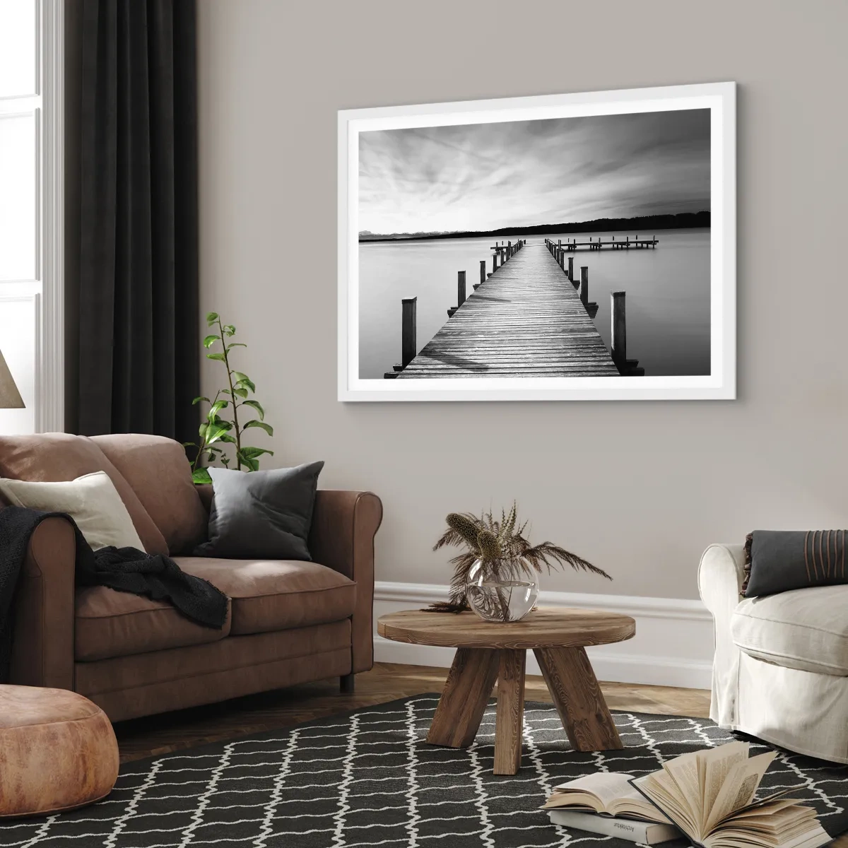 Plakát v bílém rámu - U napajedla – klidu - 50x40 cm