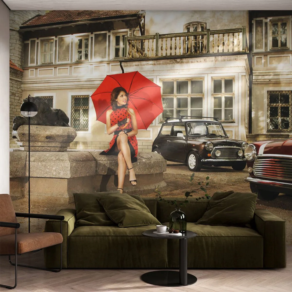 Fototapeta Samolepicí Deluxe Sticker - Sentimentální mini cestování - Žena, Architektura, Auto - 250x175 cm