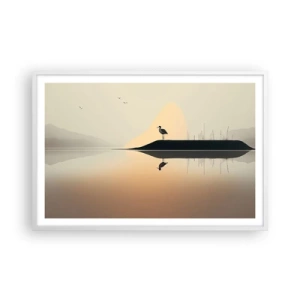 Plakát v bílém rámu - Pán na jezeře - 91x61 cm