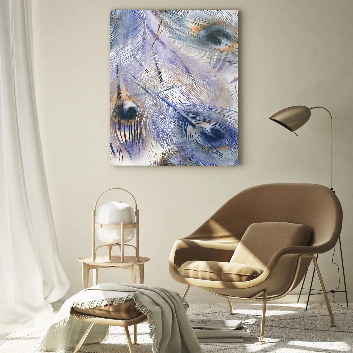 Obraz na skle - Kompozice pavího oka - 50x70 cm