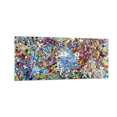 Obraz na skle - Vitráž s kapkami - 100x40 cm