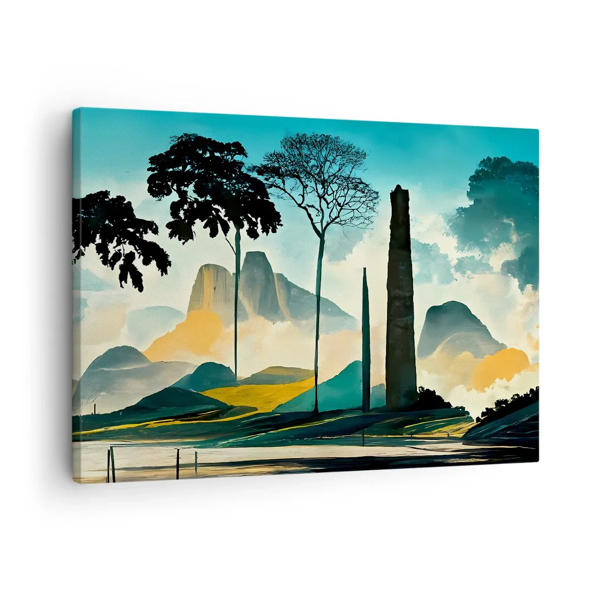 Obraz na plátně - Malebná krajina se stromy a horami v pozadí - 70x50cm - Výš a výš - Moderní nástěnná dekorace do obývacího pokoje a ložnice ARTTOR