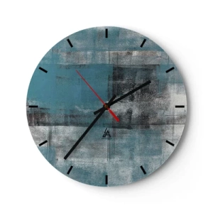 Nástěnné hodiny - Abstraktní vzor v odstínech tyrkysové a šedé - 30x30cm - Voda a vzduch - Moderní nástěnná dekorace do obývacího pokoje, kuchyně a ložnice ARTTOR