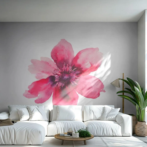 Fototapeta Premium Canvas - Karmínový voňavý polibek - Květ, Akvarely, Grafika - 150x105 cm