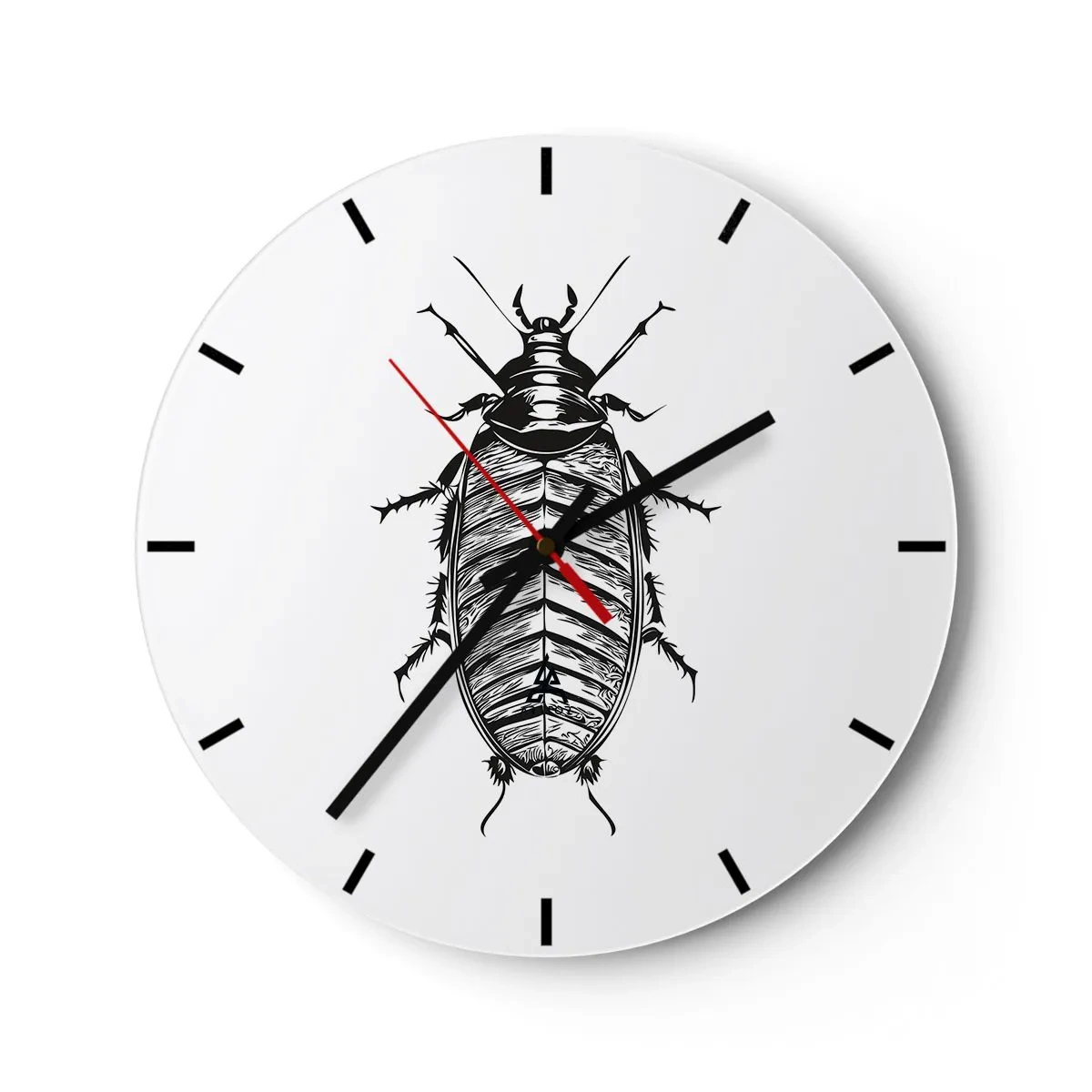 Nástěnné hodiny - Grafika hmyzu ve stylu rytiny na bílém pozadí - 30x30cm - Vzorový exemplář! - Moderní nástěnná dekorace do obývacího pokoje, kuchyně a ložnice ARTTOR