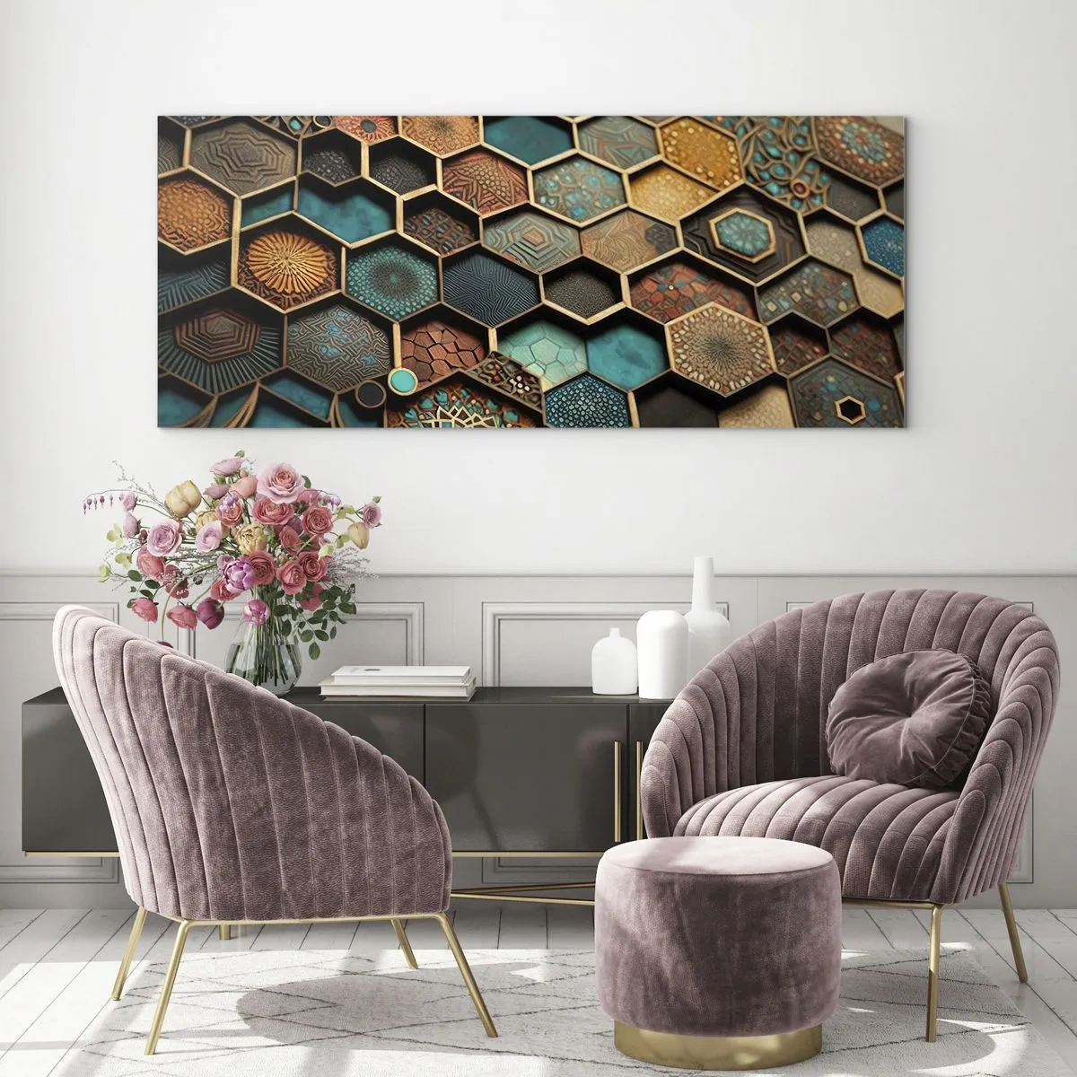 Obraz na skle - Arabské ornamenty – variace - 100x40 cm
