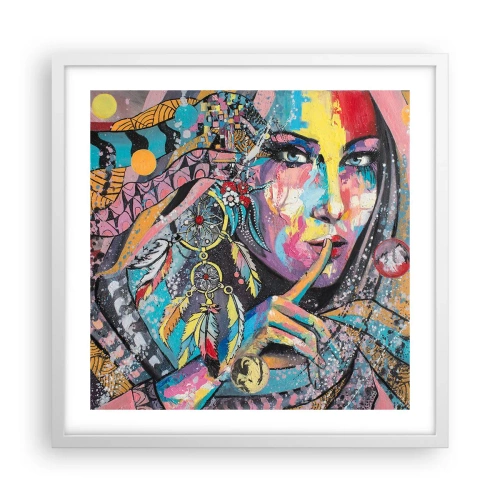 Plakát v bílém rámu - Mlč, než pochopíš - 50x50 cm