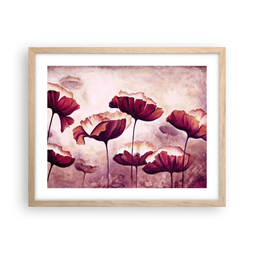 Plakát v rámu světlý dub - Červený a bílý plátek - 50x40 cm