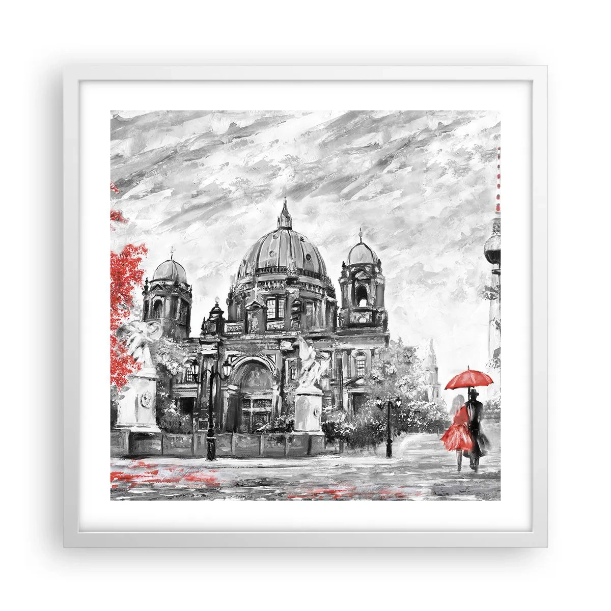 Plakát v bílém rámu - Berlínské setkání - 50x50 cm