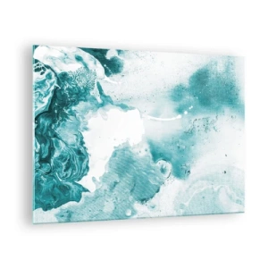 Obraz na skle - Abstraktní modré bazény na skleněném pozadí - 70x50cm - Povodí modré - Moderní nástěnná dekorace do obývacího pokoje a ložnice ARTTOR
