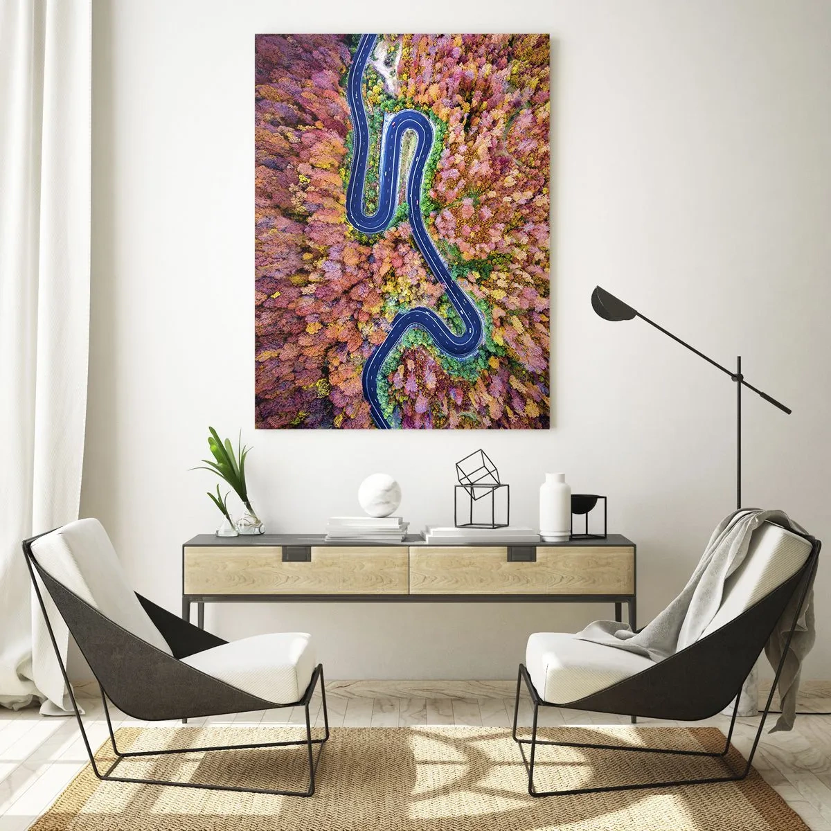 Obraz na skle - Klikatá cesta lesem - 50x70 cm
