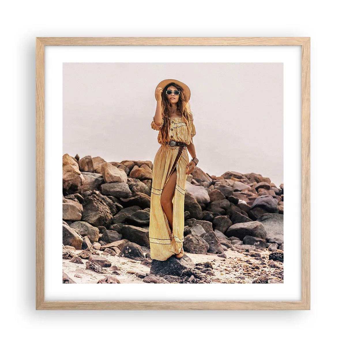 Plakát v rámu světlý dub - Kouzlo kamenů - 50x50 cm