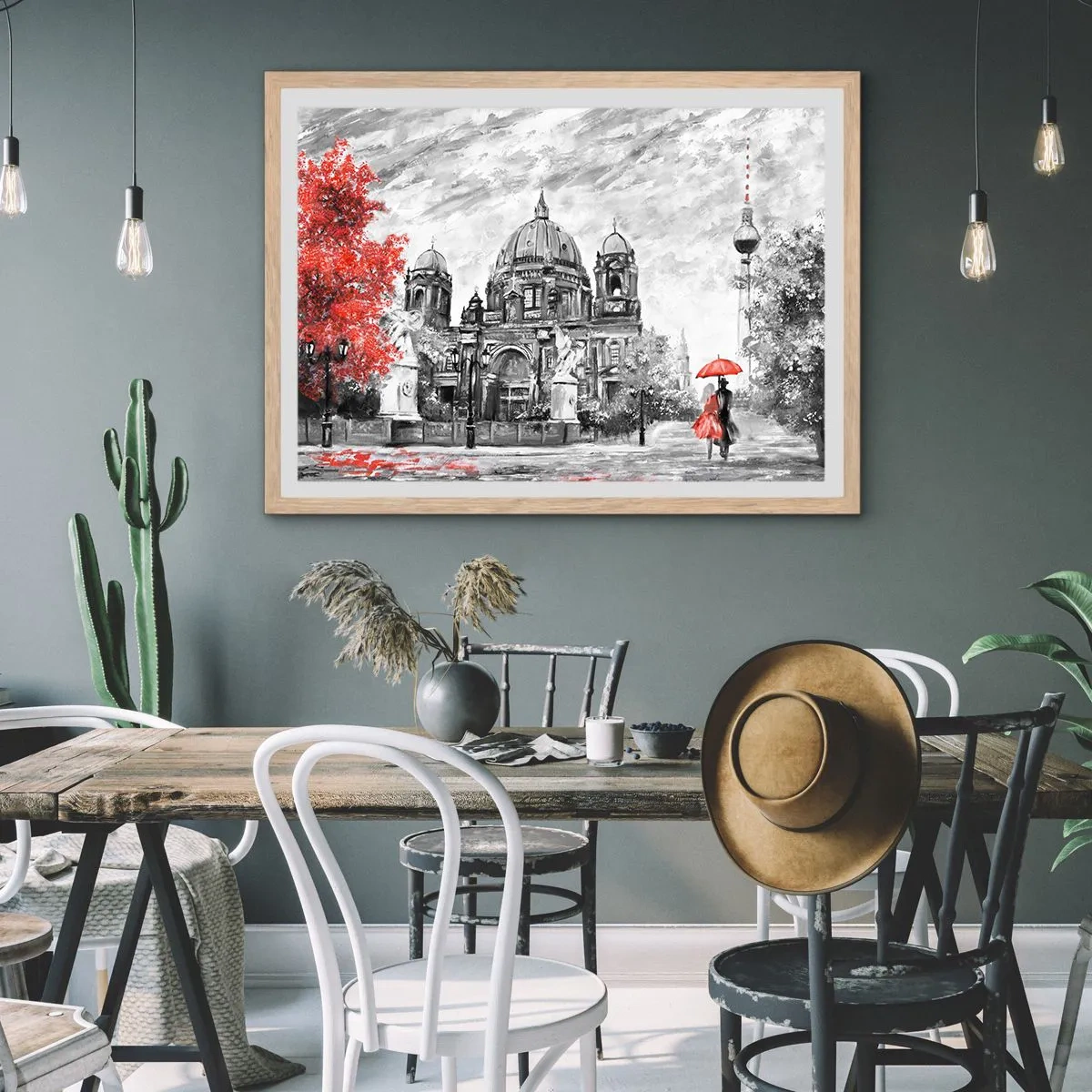 Plakát v rámu světlý dub - Berlínské setkání - 100x70 cm