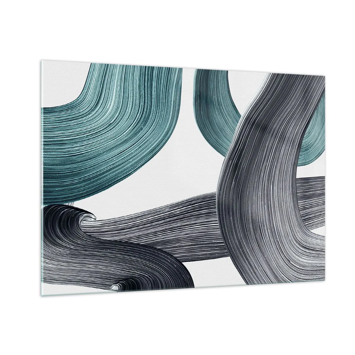 Obraz na skle - Smaragdové a černé vlny - 100x70 cm