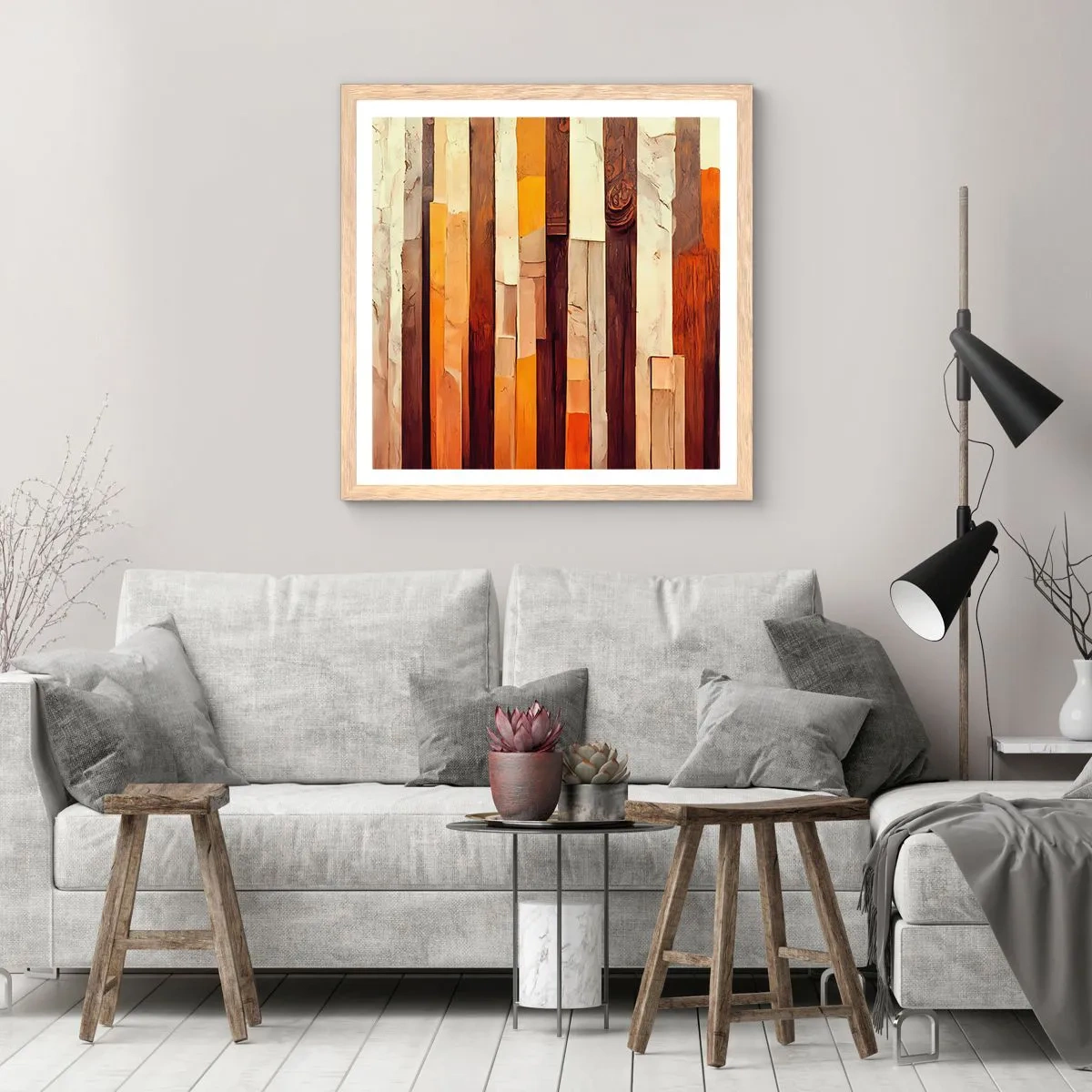 Plakát v rámu světlý dub - Hymna lesních stromů - 60x60 cm