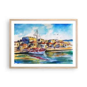 Plakát v rámu světlý dub - Duhové odpoledne - 70x50 cm