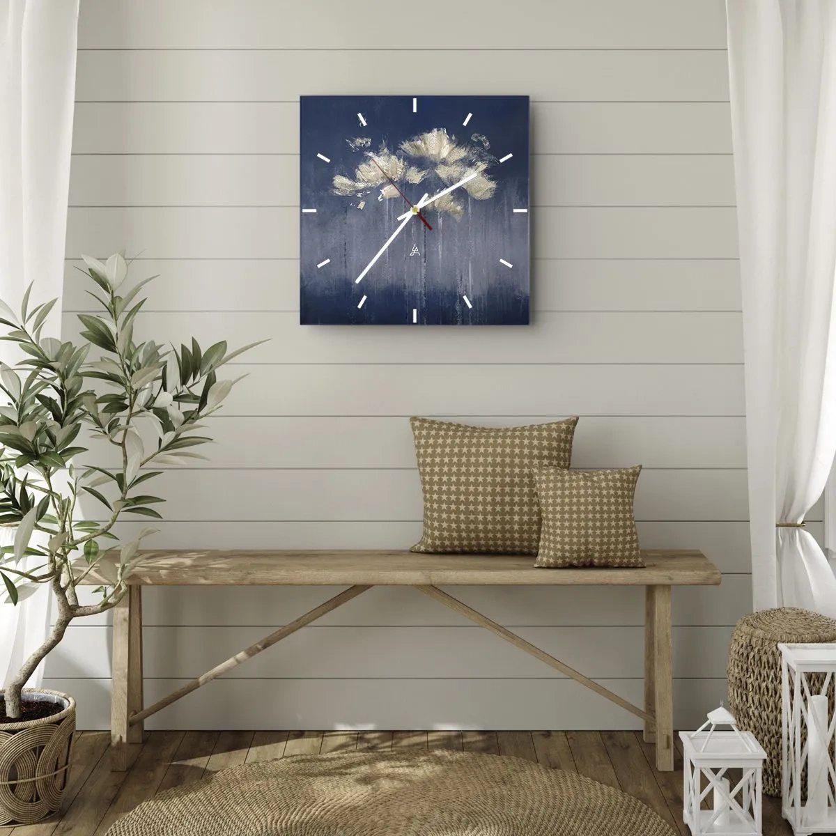 Nástěnné hodiny - Jako okvětní lístky ve větru - 40x40 cm