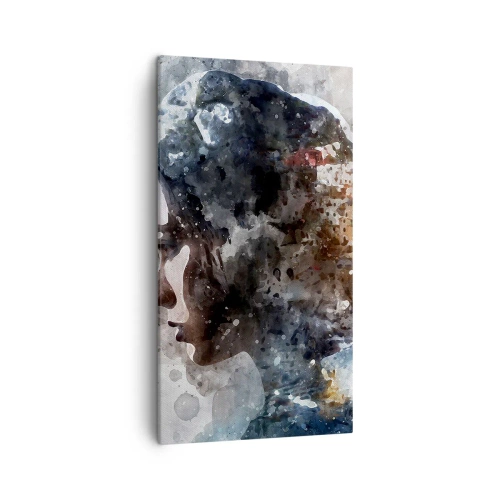 Obraz na plátně - Příběh o dívce s městem v pozadí - 45x80 cm