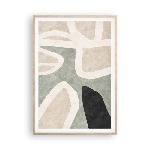 Plakát v rámu světlý dub - Kompozice s černým motivem - 70x100 cm