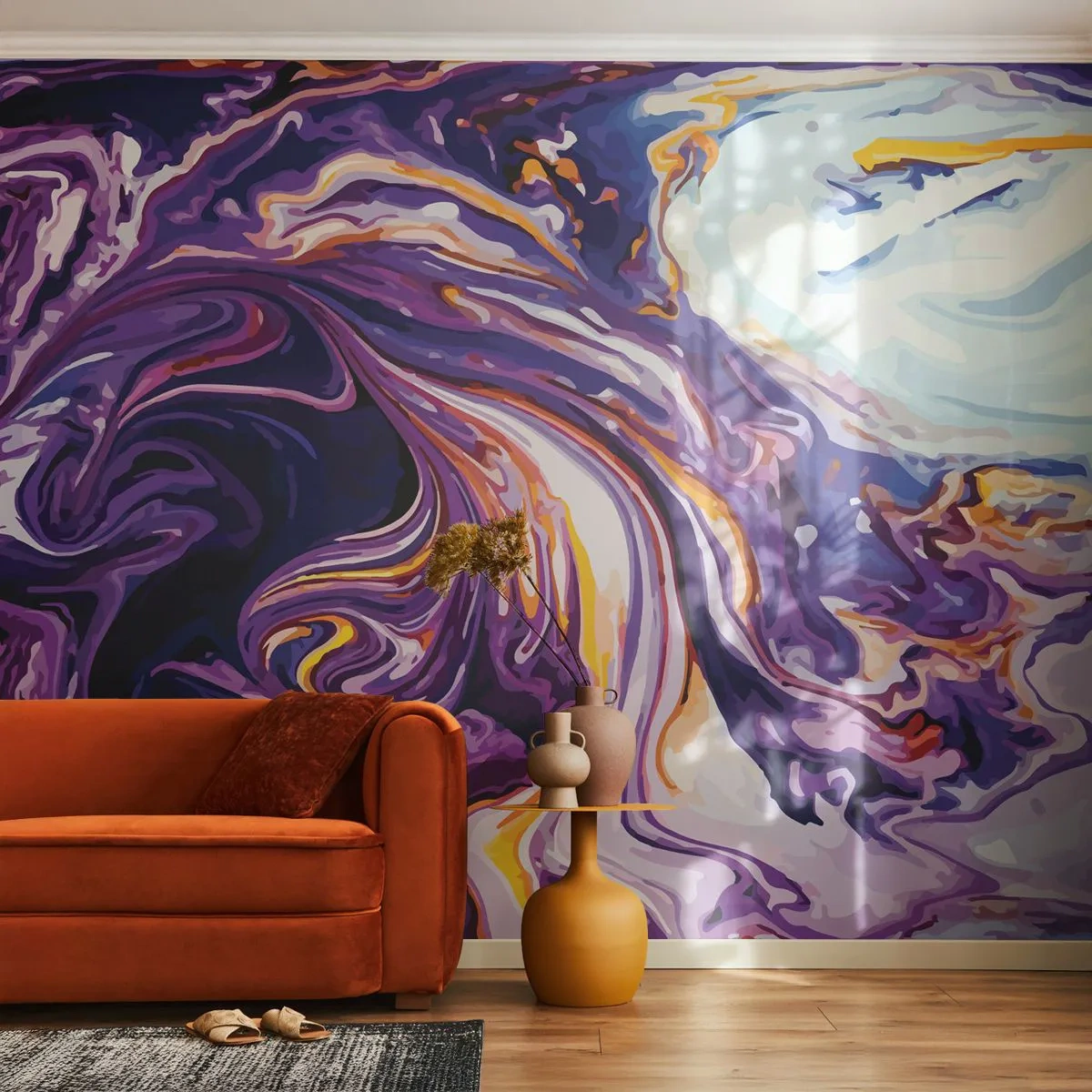 Fototapeta Standard Eco - Záhyb prostoru ve fialové - Abstrakce, Kus, Moderní vzor - 400x280 cm