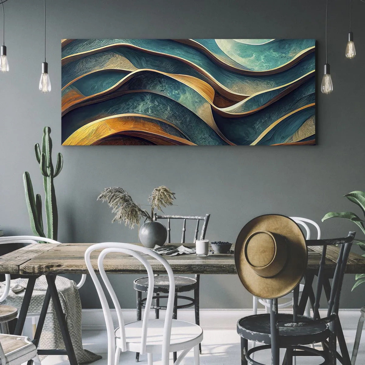 Obraz na plátně - Meandry modré - 100x40 cm