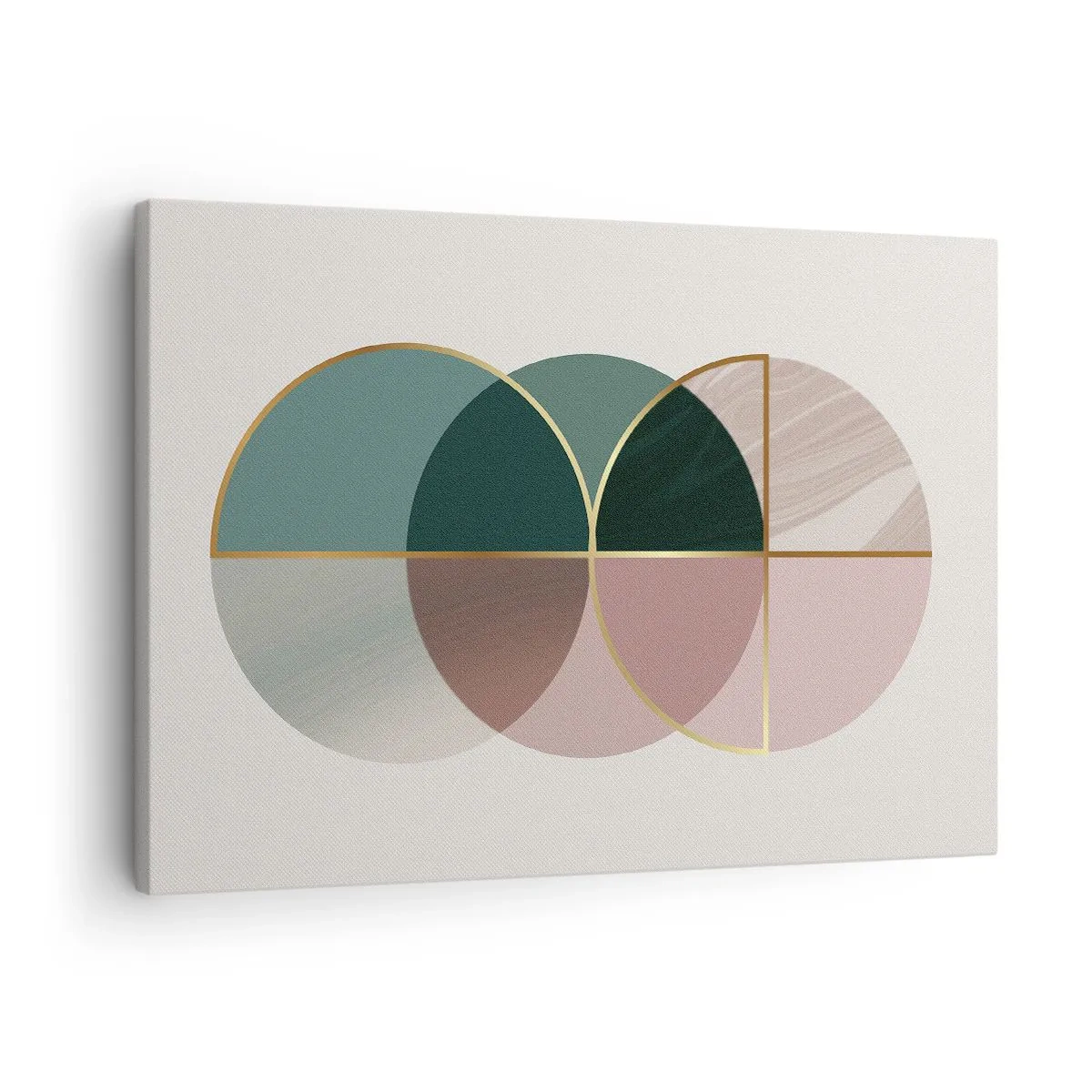 Obraz na plátně - Abstraktní kompozice geometrických tvarů a zlatých linií. - 70x50cm - Kruhy… - Moderní nástěnná dekorace do obývacího pokoje a ložnice ARTTOR