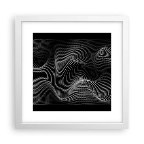 Plakát v bílém rámu - Tanec světla v prostoru - 30x30 cm