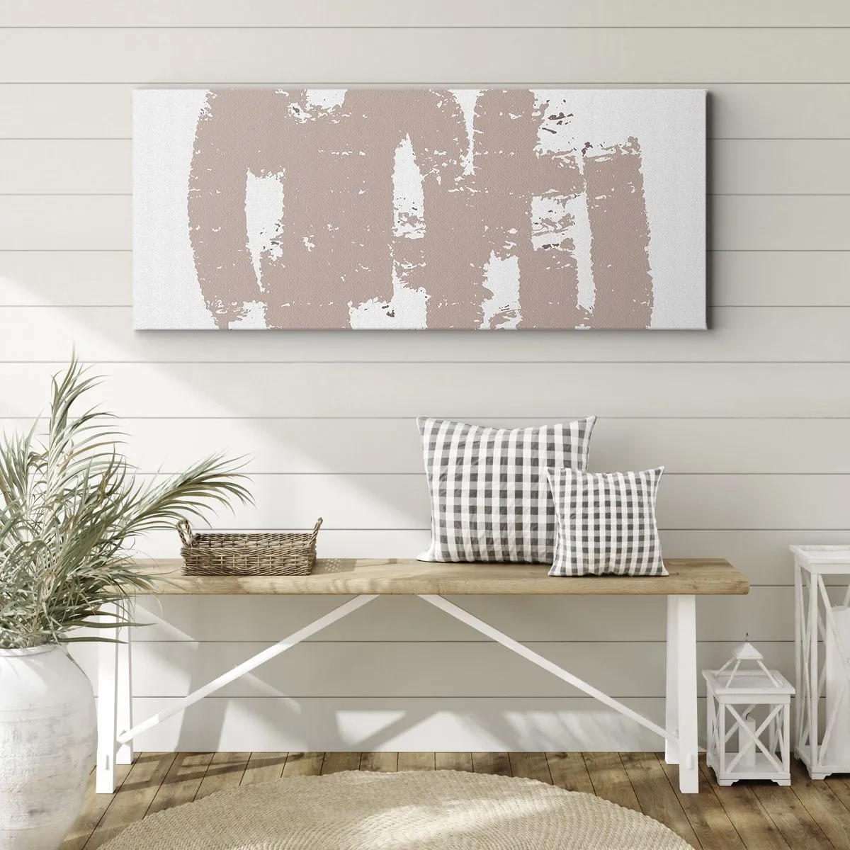 Obraz na plátně - Abstrakce v jemné růžové - 100x40 cm